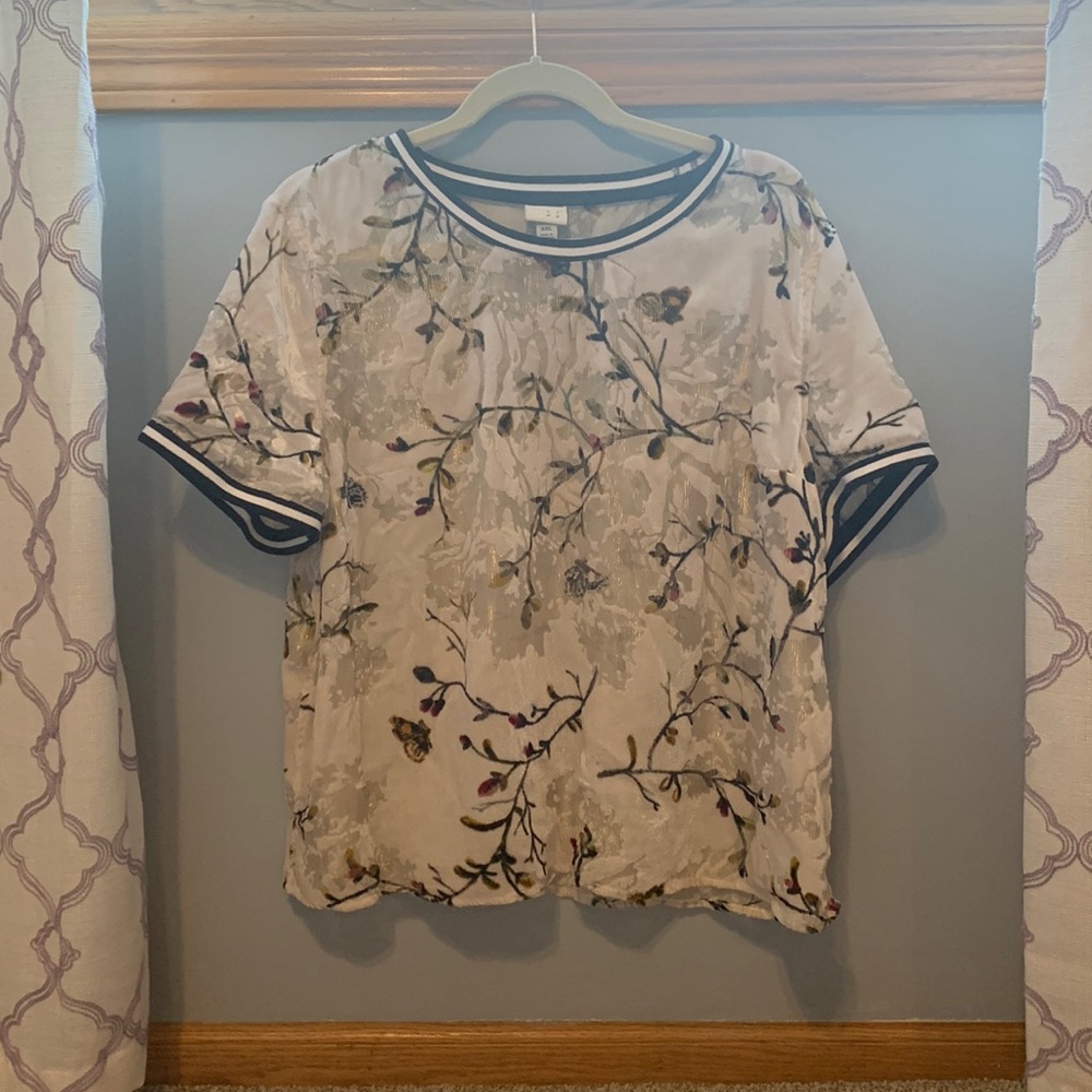 Crushed velour butterfly and flower shirt